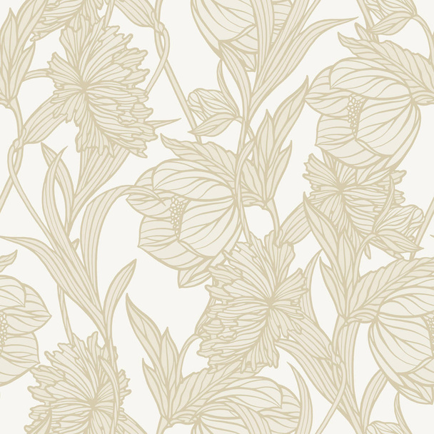Elegance Seamless pattern with flowers carnation - Vector, Image