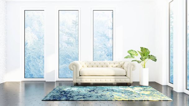 Design moderno soggiorno interno con bella vista. Rendering 3D
 - Foto, immagini