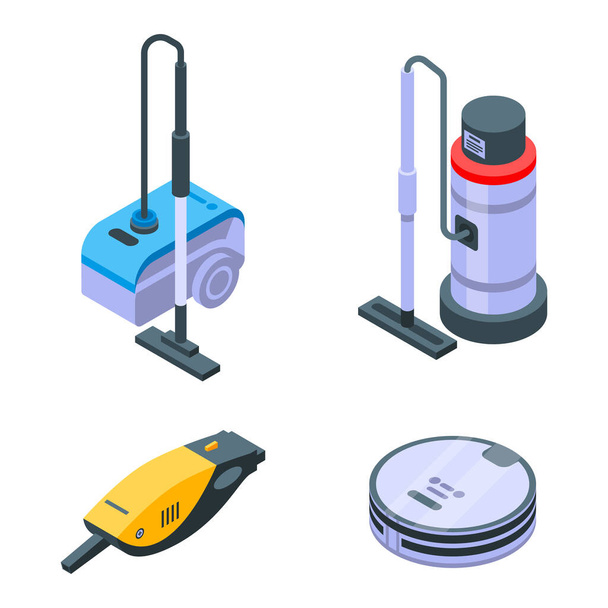 Vacuum cleaner icons set, isometric style - Vector, Imagen