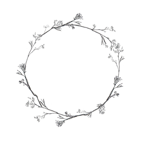 Hand drawn wreath with eucalyptus branch - Foto, imagen