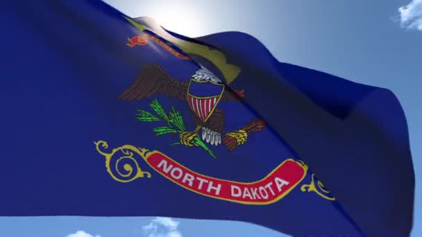 風の中のノースダコタ州の波の旗 - 映像、動画