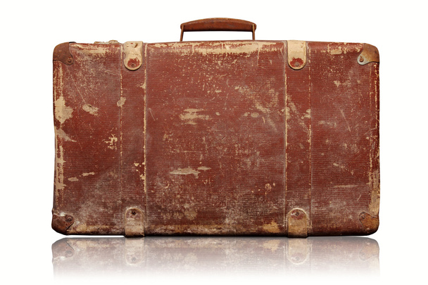 old vintage suitcase isolated on white background - Fotoğraf, Görsel