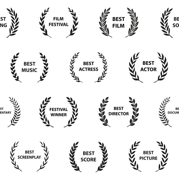 Film award wreaths. Seamless pattern. Vector illustration. - Vector, Image