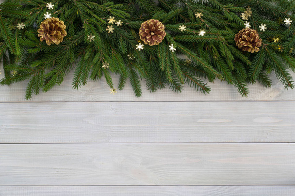 Decoração de Natal flat lay em madeira
 - Foto, Imagem