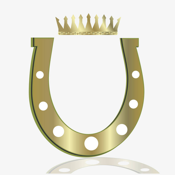 Golden horseshoe, szerencsés St. Patrick nap szimbóluma. Jó szerencse jele, vektoros clip art illusztráció. - Vektor, kép