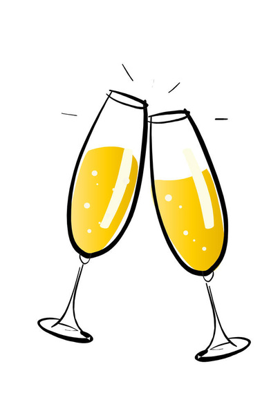 Dos copas de champán aisladas sobre fondo blanco
 - Foto, imagen