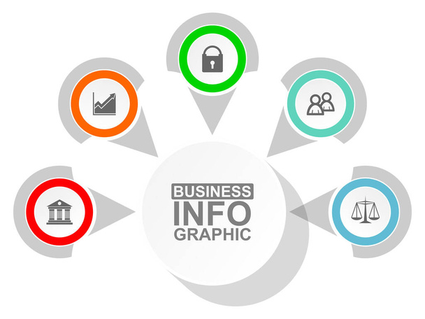 Schemat biznesowy, wektorowy okrągły szablon infograficzny, prezentacja internetowa w 5 opcjach - Wektor, obraz