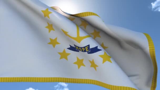 Vlajka Rodhe Island vlnící se ve větru - Záběry, video