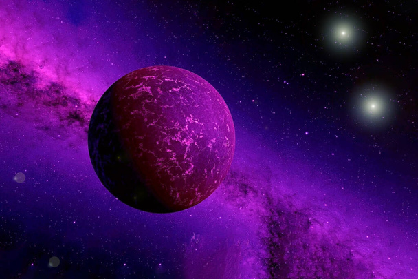 Fantástico planeta em luz rosa. Elementos desta imagem foram fornecidos pela NASA
. - Foto, Imagem