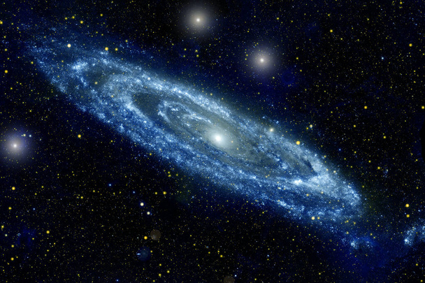 Όμορφος γαλαξίας με μπλε αστέρια. Στοιχεία αυτής της εικόνας παρασχέθηκαν από τη Nasa. - Φωτογραφία, εικόνα
