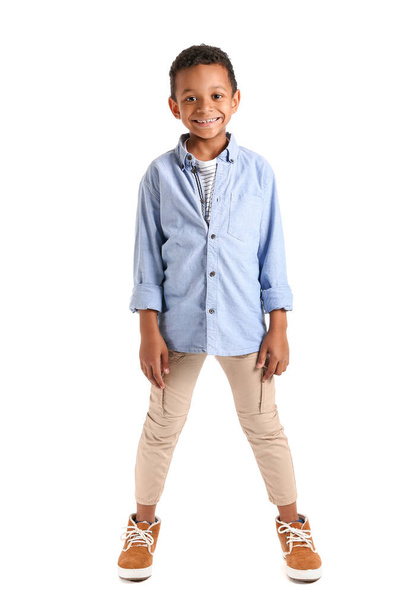 Fashionable African-American boy on white background - Foto, Imagen