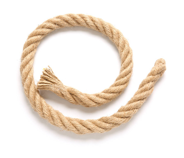 Верёвка на белом фоне, вид сверху
 - Фото, изображение