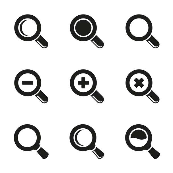 Vector Magnifier Glass and Zoom Icons set - Vektor, obrázek