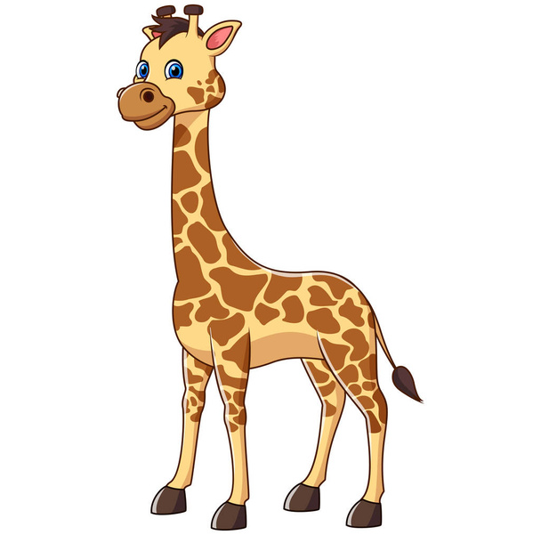 Cute happy cartoon giraffe standing - Vector, Image