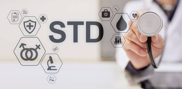 STD δοκιμών sexsual μεταδιδόμενες ασθένειες διάγνωση ιατρικού και νοσηλευτικού έννοια. - Φωτογραφία, εικόνα
