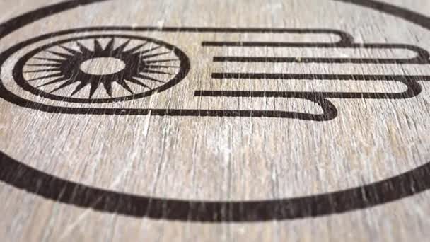 Hand mit Rad - Jainsymbol auf Holzstruktur. ideal für Ihre jainism / Religion bezogenen Projekte. hochwertige nahtlose Animation. 1080p, 60fps - Filmmaterial, Video