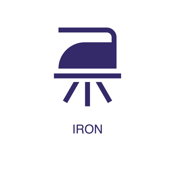 Elemento de hierro en estilo plano simple sobre fondo blanco. Icono de hierro, con plantilla de concepto de nombre de texto
 - Vector, imagen