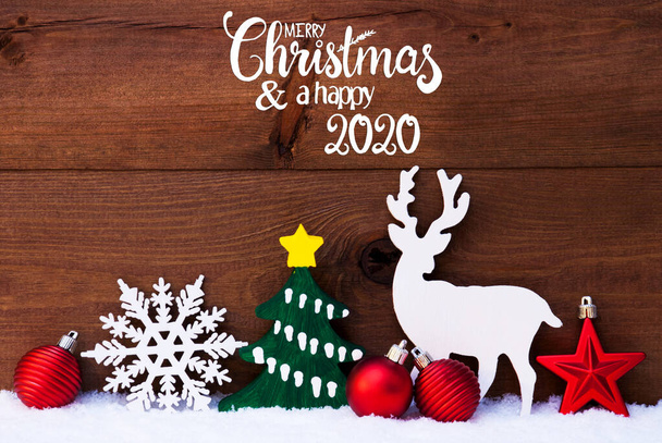 Ornament, Snow, Tree, Ball, Merry Christmas And Happy 2020 - Фото, изображение
