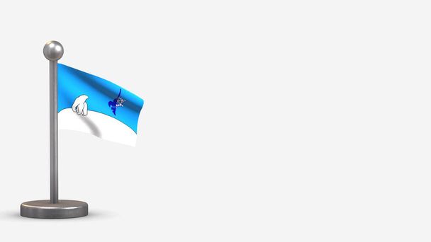Franco-Yukonnais 3D acenando ilustração bandeira em pequeno mastro
. - Foto, Imagem