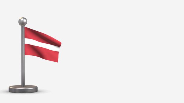 Letônia 3D acenando bandeira ilustração no pequeno mastro
. - Foto, Imagem