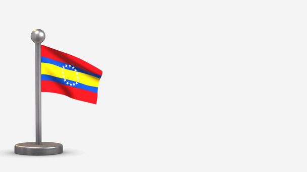 Illustration du drapeau ondulé Loja 3D sur un minuscule mât
. - Photo, image