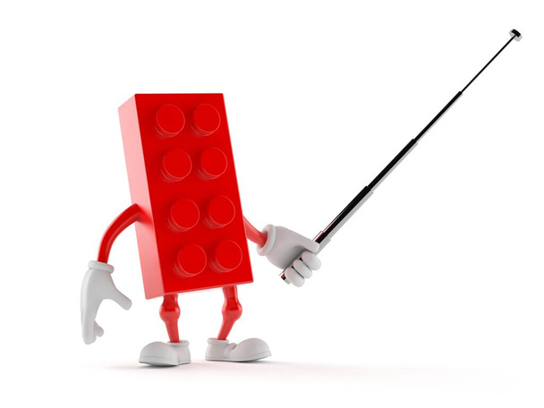 Toy block character aiming with pointer stick - Photo, Image