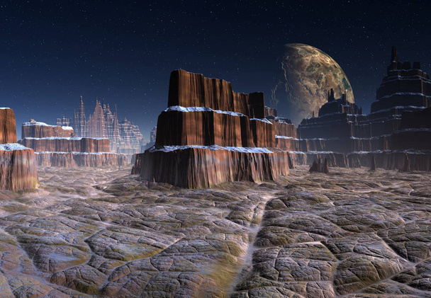 3D renderizado Fantasia Alien Paisagem - Ilustração 3D
 - Foto, Imagem