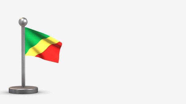 Kongon tasavalta 3D heiluttaen lippu kuva pieni lipputanko
. - Valokuva, kuva