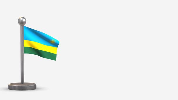 Ruanda 3D heiluttaen lippu kuva pieni lipputanko
. - Valokuva, kuva