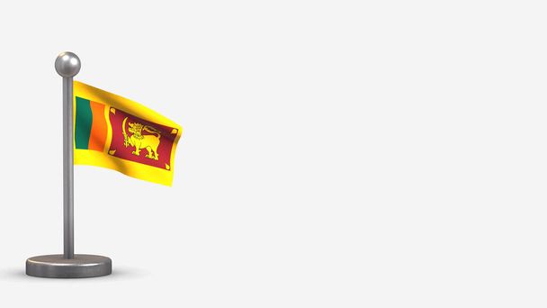 Srí Lanka 3D mávání vlajky ilustrace na malém stožáru. - Fotografie, Obrázek