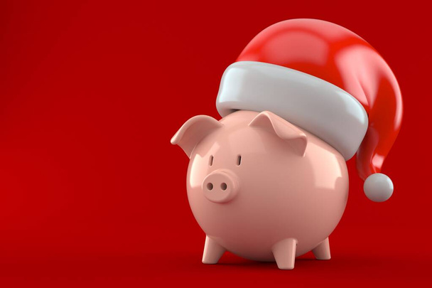 Noel Baba şapkası ile Piggy banka - Fotoğraf, Görsel