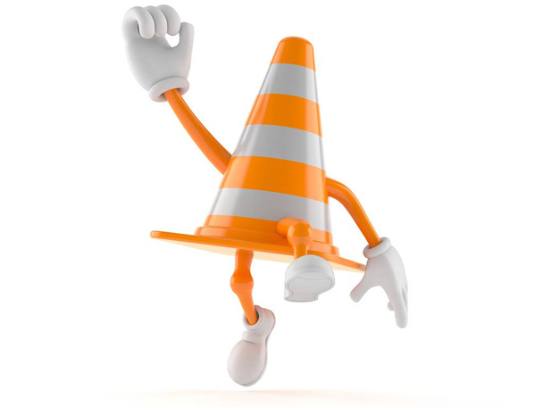 Traffic cone character jumping in joy - Photo, Image