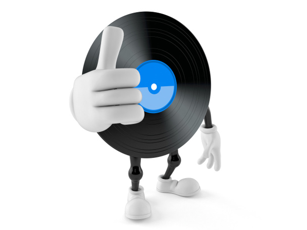 Vinyl-Charakter mit erhobenen Daumen - Foto, Bild