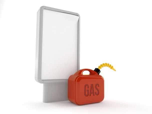 Lata de gasolina con cartelera en blanco
 - Foto, Imagen