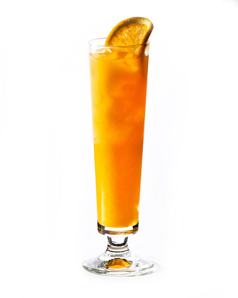 Cocktail with orange juice and ice cubes on white background - Fotografie, Obrázek