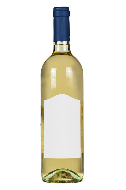 White wine bottle with blank lable isolated on white background - Valokuva, kuva