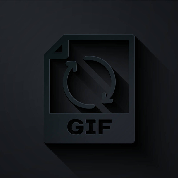 Documento de arquivo GIF cortado em papel. Baixar ícone de botão gif isolado no fundo preto. Símbolo de ficheiro GIF. Estilo de arte de papel. Ilustração vetorial
 - Vetor, Imagem