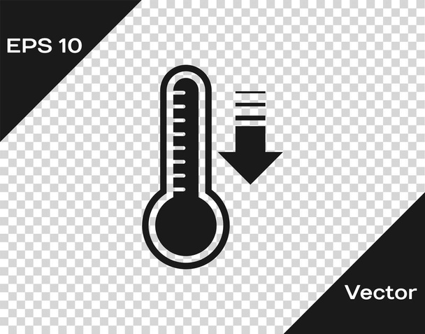 Γκρι Μετεωρολογικό θερμόμετρο που μετρά τη θερμότητα και το κρύο εικονίδιο απομονώνονται σε διαφανές φόντο. Θερμομετρικό εξοπλισμό που δείχνει ζεστό ή κρύο καιρό. Εικονογράφηση διανύσματος - Διάνυσμα, εικόνα