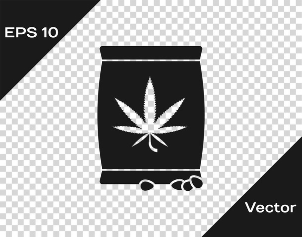 Grey Marijuana or cannabis seeds in a bag icon isolated on transparent background. Hemp symbol. The process of planting marijuana. Vector Illustration - Vector, Image
