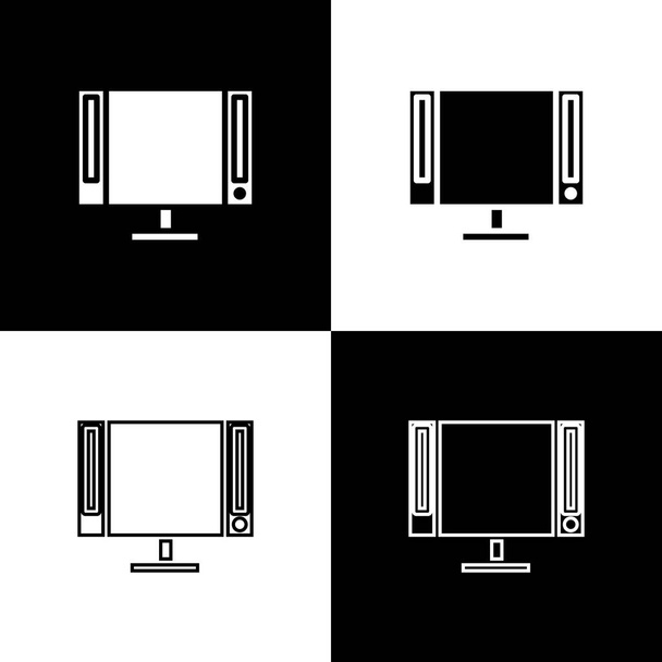 Establecer Smart Tv icono aislado en fondo blanco y negro. Señal de televisión. Ilustración vectorial
 - Vector, Imagen