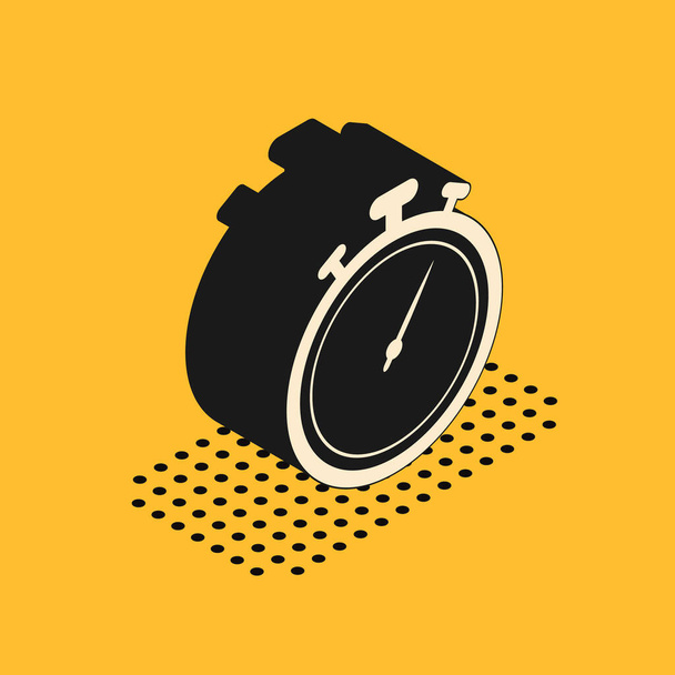 Izometrikus Stopwatch ikon izolált sárga alapon. Időzítő jel. Kronométer jel. Vektorillusztráció - Vektor, kép