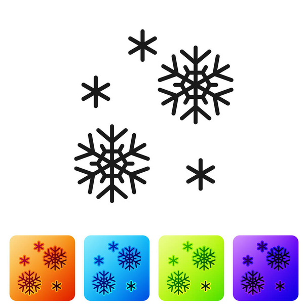 Icona neve nera isolata su sfondo bianco. Imposta le icone nei pulsanti quadrati a colori. Illustrazione vettoriale
 - Vettoriali, immagini