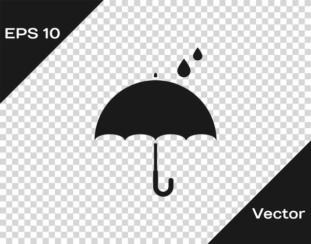 Сіра парасолька і дощові краплі ікони ізольовані на прозорому тлі. Ватернепроникна ікона. Захист, безпека, безпека. Символ стійкості води. Векторний приклад - Вектор, зображення