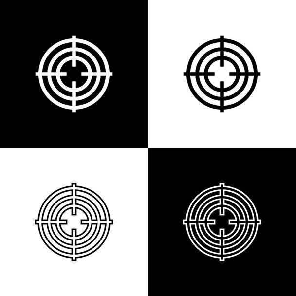 Set Target sport voor het opnemen van concurrentie pictogram geïsoleerd op zwart-wit achtergrond. Schoon doelwit met nummers voor schietbaan of schieten. Vector Illustratie - Vector, afbeelding