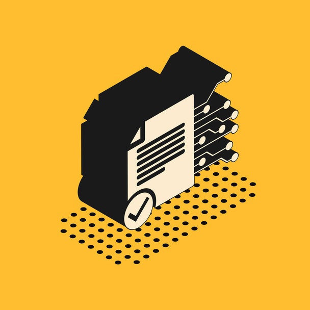 Isometrica icona del contratto Smart isolato su sfondo giallo. Blockchain tecnologia, criptovaluta mineraria, bitcoin, altcoins, mercato monetario digitale. Illustrazione vettoriale
 - Vettoriali, immagini