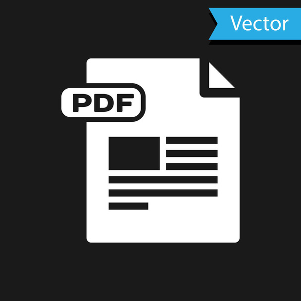 Bílý dokument Pdf. Stáhnout ikonu tlačítka pdf izolované na černém pozadí. Symbol souboru Pdf. Vektorová ilustrace - Vektor, obrázek