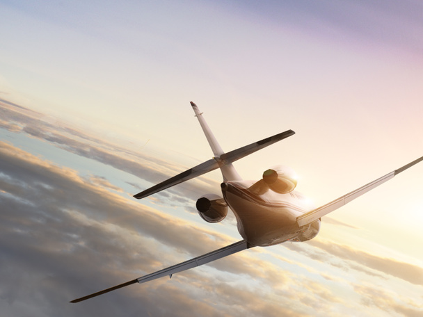 Letadla / Jetplane na obloze při západu slunce - Fotografie, Obrázek