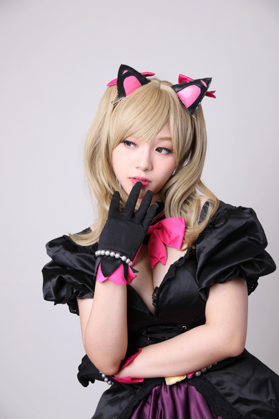 Japonia anime Cosplay, portret dziewczyny Cosplay na białym tle - Zdjęcie, obraz