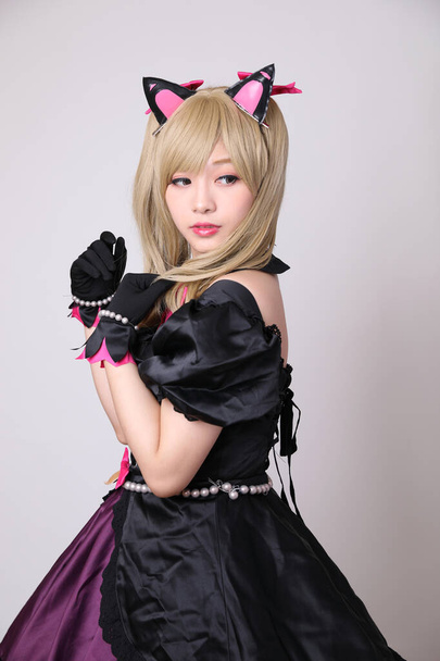 Japon anime cosplay, portrait de fille cosplay isolé en blanc
 - Photo, image