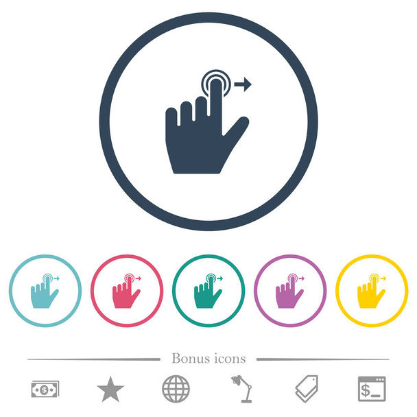 Levoruký snímek pravé gesto ploché barevné ikony v zaoblených osnovách - Vektor, obrázek